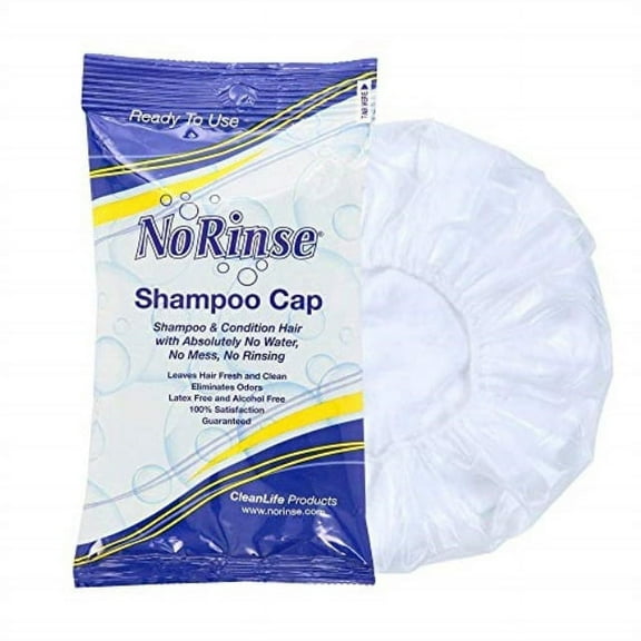 no-rinse shampoo cap by cleanlife products, shampoo and condition hair with no water or rinsing - microwaveable, latex-free and alcohol-free (pack of 10)