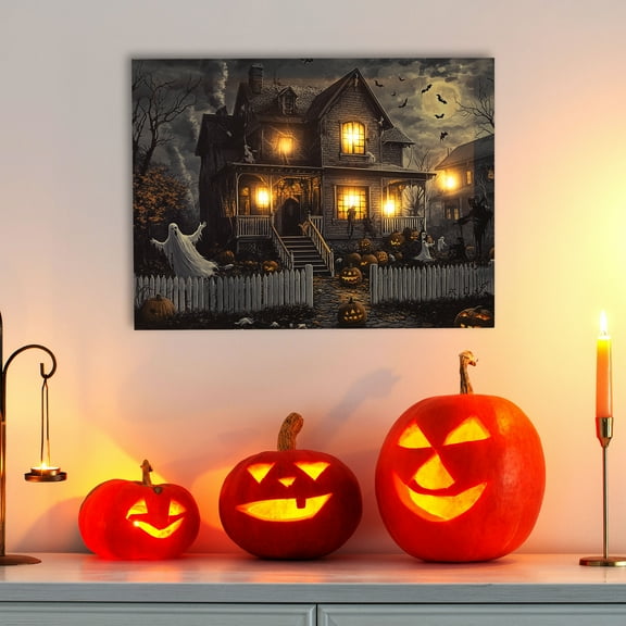 Northlight LED Lighted Haunted House Halloween Canvas Wall Art - 15.75 x 23.75"