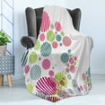 thumbnail image 4 of Colorful Soft Flannel Fleece Throw Blanket, Abstract Pattern with Striped Different Colored Spots Dots Cheerful Fun, Cozy Plush for Indoor and Outdoor Use, 70" x 90", Multicolor, by Ambesonne, 4 of 5