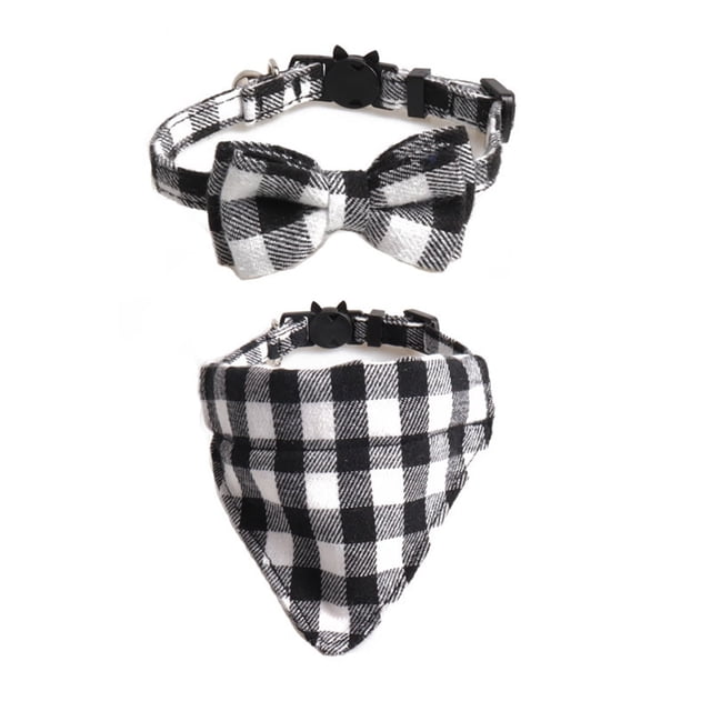 piezas con collar de gato clásico a cuadros con cascabeles, cascabeles de collar de gato separados