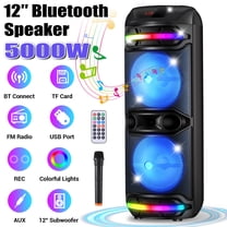 Lohoms Powerful Party Speaker Bluetooth Wireless with Dual 12" Woofers, Big Portable Rechargeable Speaker with LED Lights, FM Radio & Karaoke Microphone