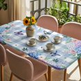 thumbnail image 3 of Watercolor Flowers Table Cloths for 3 Foot Rectangle Tables, Spring Floral Butterflies Blue Plaid Patio Waterproof Elastic Fitted Tablecloths, Washable Rectangular Table Cover for Camping, 3 of 8
