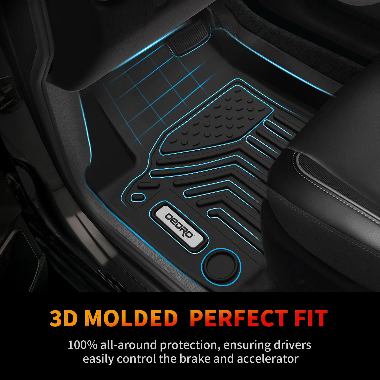 RVNI Front and Rear 3-Piece Floor Mats for 2018-2023 2024 GMC Terrain TPE All-Weather 1st and 2nd Row Full Set Liners