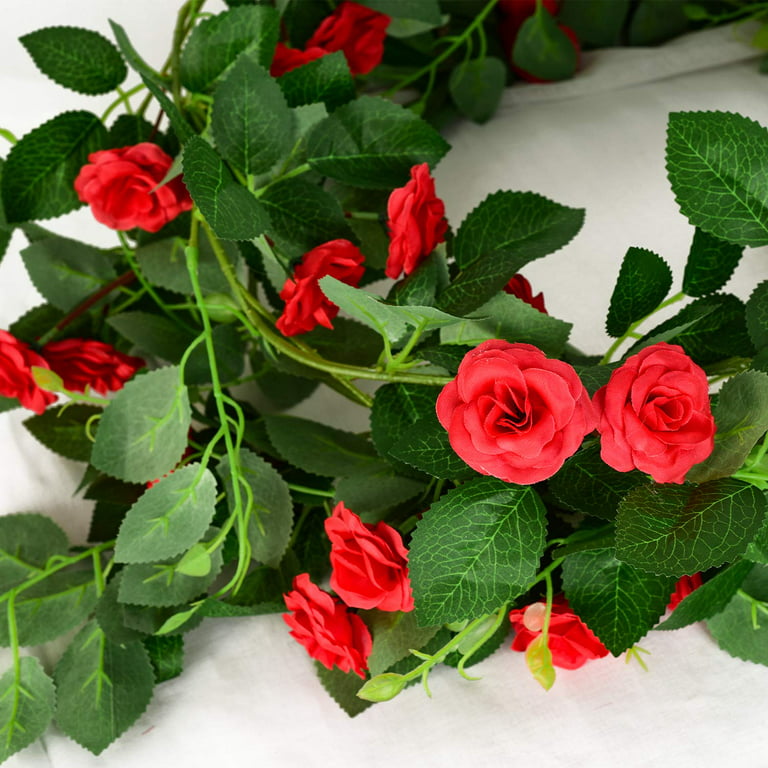 Coolmade 1 Pack 5.6 FT Fake Rose Vine Flowers Plants Artificial