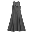 thumbnail image 4 of ClodeEU Women's Sleeveless V Neck Midi Dress,Casual A Line Dress with Button and Pockets Dark Gray,Women's Plus XL, 4 of 5
