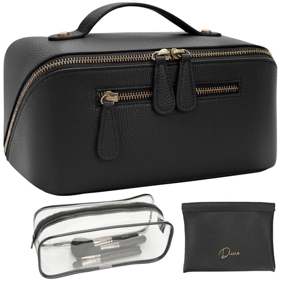Bolsa de Maquillaje de Viaje Divvia Impermeable de Cuero Vegano 3L Negra