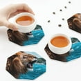 thumbnail image 5 of Kdxio Ice Blue Coastal Lion Funny Coasters,4 Pcs Leather Coasters,Housewarming Gifts,Protect Furniture from Water Marks Scratch and Damage, 5 of 6