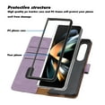 thumbnail image 4 of SaniMore Wallet Case for Samsung Galaxy Z Fold 3, Magnetic Clasp PU Leather Stand [RFID Blocking] Card Slot Flip Folio Cover with Folding Kickstand TPU Shockproof Interior Cover, Purple, 4 of 7