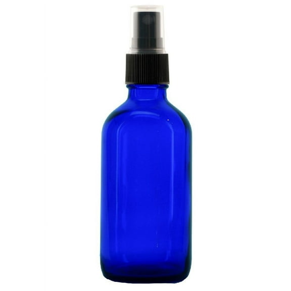 8 oz Cobalt Blue Boston Round Glass Bottle - w/ Fine Mist Sprayer - pack of 2