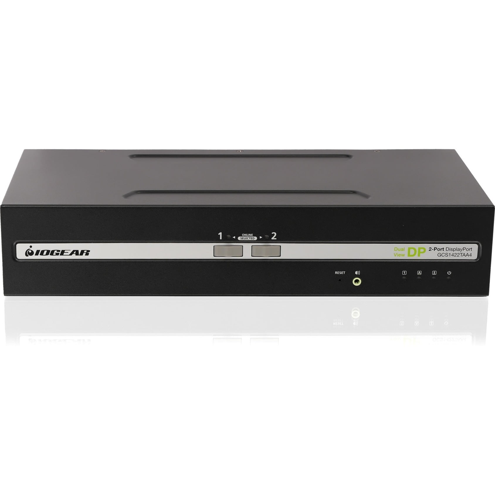 IOGEAR 2-Port Dual View DisplayPort KVM Switch w/Audio - 2 Computer(s) - 1 Local User(s) - 3840 x 2160 - 50 Hz, 60 Hz - 4 x USB - 2 x HDMI - 4 x DisplayPort - TAA Compliant