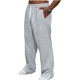 thumbnail image 6 of Wide Leg Sweatpants Men Fashion Casual Solid Color Loose Winter Drawstring Pockets Pants Sweatpant Sizes S-3XL, 6 of 7