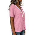 thumbnail image 6 of Msgweeeg Short Sleeve Womens Tops Summer Solid Color Women’s Blouse V Neck Lace Regular Fit Stylish Vacation Women's Shirts, 6 of 7