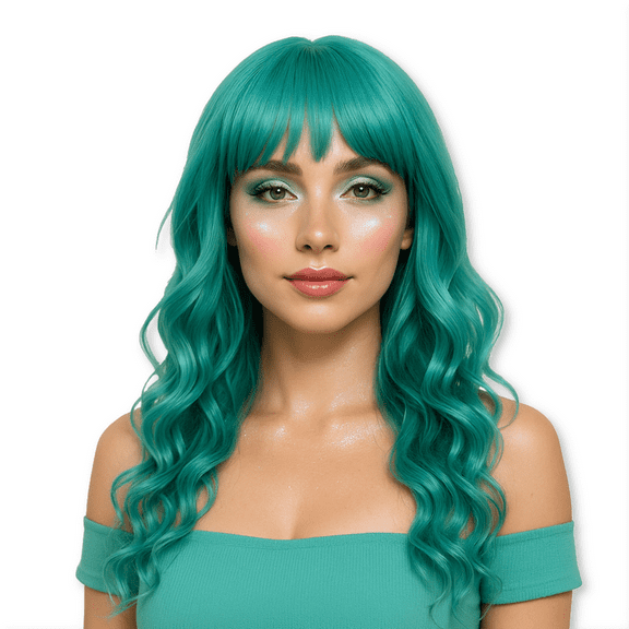 Studio Salon© Curly Teal Wig