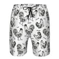 thumbnail image 3 of Cauagu Retro Rooster Print Men's Swim Trunks,Hawaiian Bathing Suit Swimsuits Beach Shorts with Pockets for Men Quick Dry Swimming Board Shorts-Large, 3 of 6
