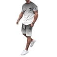 thumbnail image 4 of SHIXIAOO Men's 2025 Summer Tracksuit Plus Size Short Sleeve O Neck Athletic Suit Casual Color Block Drawstring Waist Tracksuit Set Men's Suits Slim Fit Modern Chef Suit for Men, 4 of 6