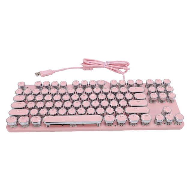 87 Key Wired Gaming Keyboard, RGB Backlit Mechanical Keyboard with Round Hat Design, Water Proof USB Computer Keyboard, for Computers Plug & Play