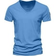 thumbnail image 4 of Men's Casual V Necks Short Sleeve T-Shirt Trendy Solid Design Lightweight Summer Top for Daily Wear, 4 of 5
