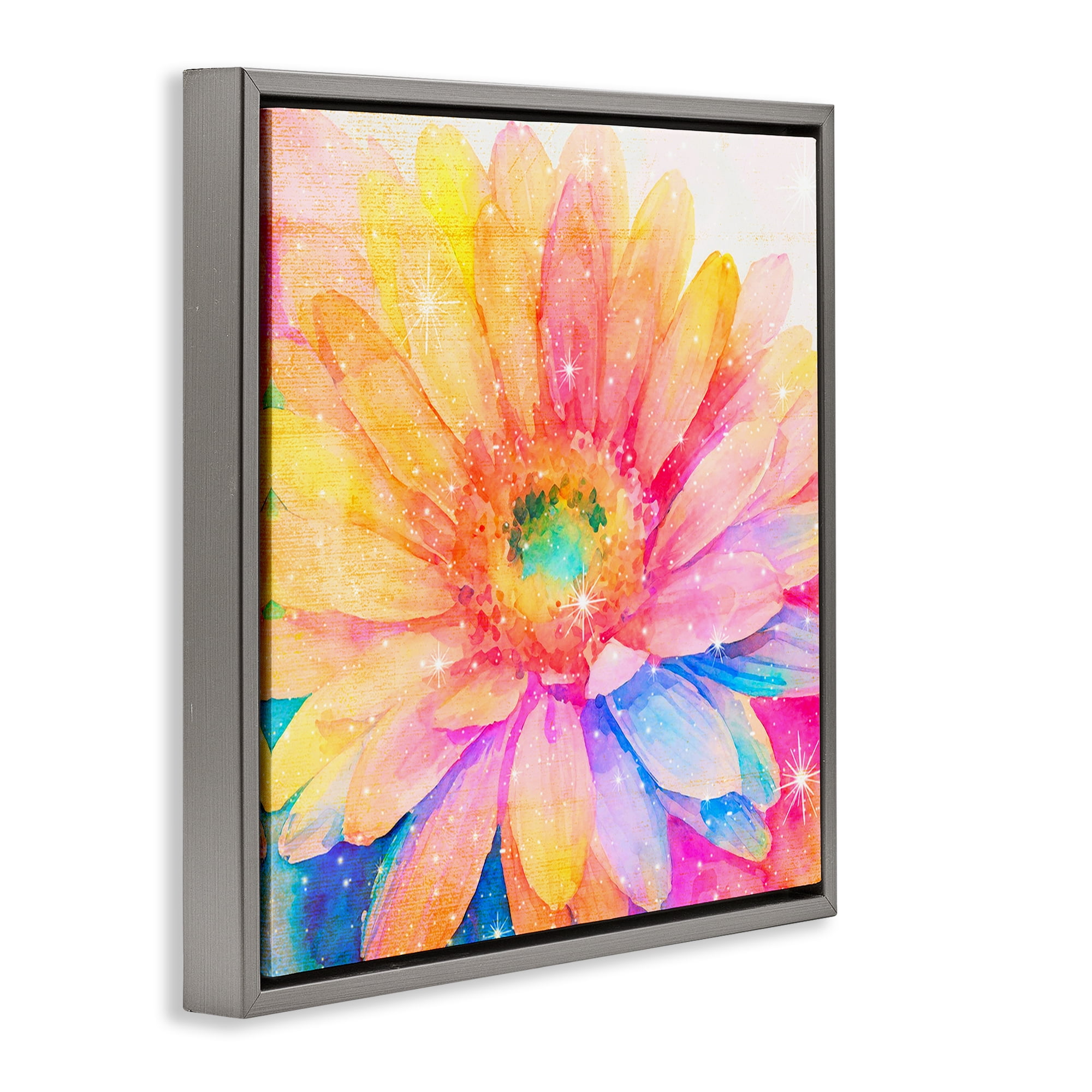 Stupell Industries Bloomtopia Shimmer Blossom Gray Framed Floater Canvas Wall Art, design by Vibelicious