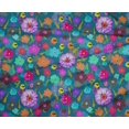 thumbnail image 4 of oneOone Tissu Polyester Lycra Bleu Turquoise Floraux Matériel de Robe Tissu Imprimé Tissu au Mètre 56 Pouces de Large, 4 of 4