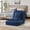 Chenille | Blue, variant on Convertible Floor Lounge Chair, 5-Position Adjustable Backrest, 2 Pillows, Metal Frame