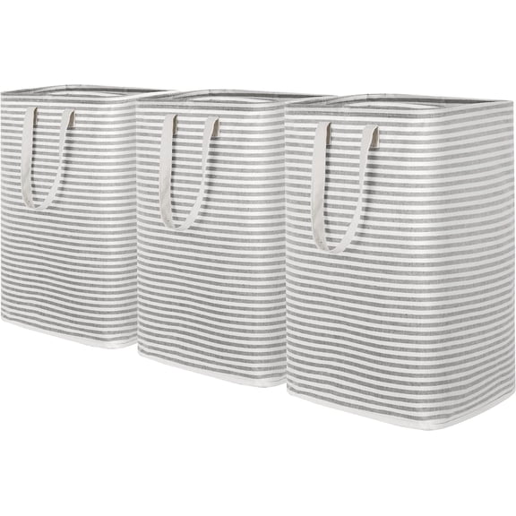 3-Pack 75L Collapsible Laundry Basket with Handles, Large Capacity, Waterproof Freestanding Laundry Hamper, Tall Clothes Hamper for Storage in Dorm, Home, Camping