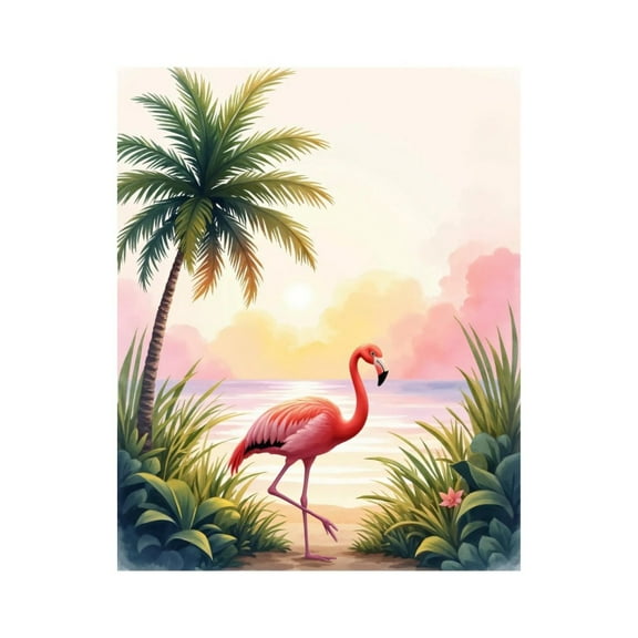 Paint by Numbers Kit for Adults, Flamingo Tropical Sunset Beach Scene Paint by Numbers, Easy Paint by Numbers Kit for Adults Beginner, DIY Adult Paint by Number Kits on Canvas, Home Decor