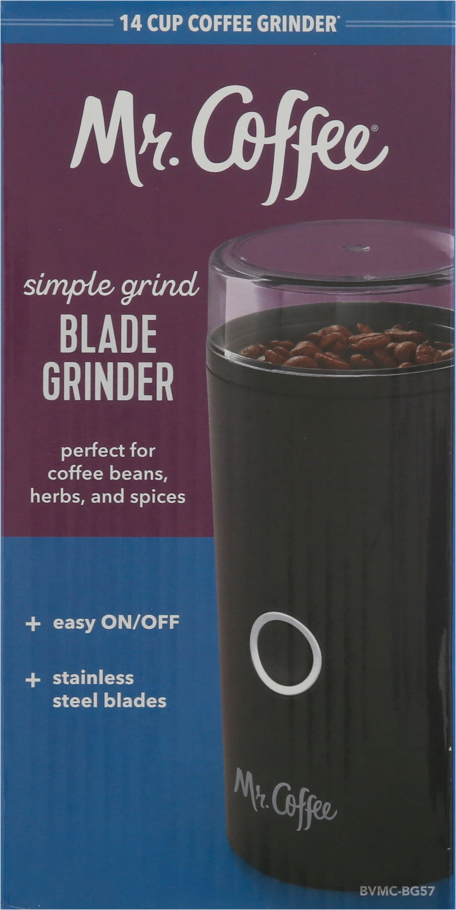 Mr. Coffee Simple Grind 14 Cup Coffee Grinder, Black