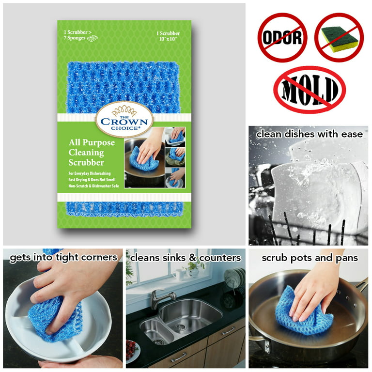 The Crown Choice Heavy Duty Non-Scratch Dish Scrubbers for Cleaning Dishes  & Pots (6Pcs) - Replace Kitchen Sponges for Dishwashing with Our Scouring  Pads - Try Our Alternative Dish Washing Scrub Sponge