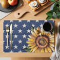 thumbnail image 2 of Sunflower 4th of July Placemats Set of 6 Blue Star Independence Day Place Mats Indoor Wipeable Table Mats Washable Cloth Dining Table Placemats for Kitchen Holiday Party Home Decor 13x19 Inch, 2 of 9