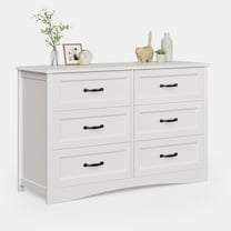 Asofer 6-Drawer White Dresser Cabinet with Metal Handle, for Bedrooms, Living Room, Cloakroom