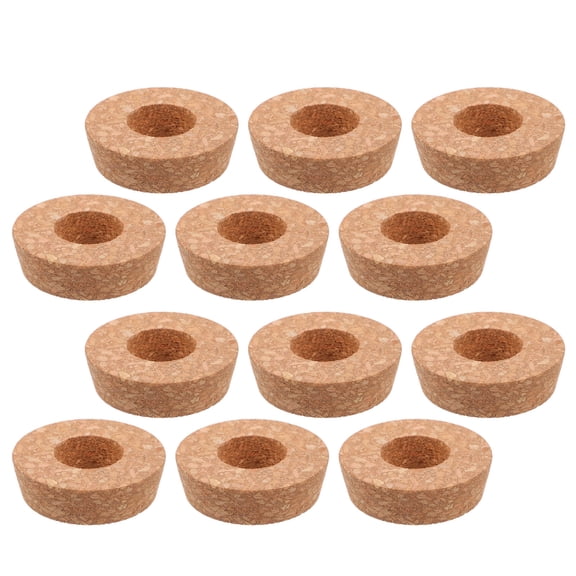OULII 12Pcs Khaki Cork Lids with Hole for Mason Jars Terrariums and Hydroponic Vases