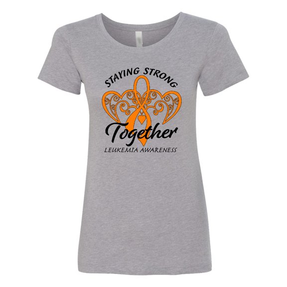 Inktastic Leukemia Awareness Staying Strong Together and Orange Ribbon Women's T-Shirt