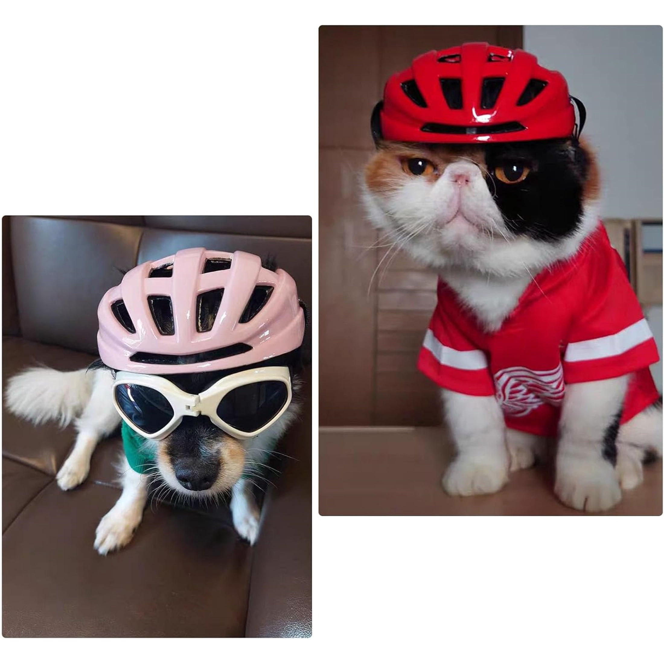 UOSIA Dog Helmet Pet Hat for Cats Dog Motorcycle/Bike Helmet Outdoor Riding,S,Black