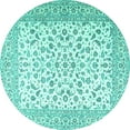 thumbnail image 1 of Ahgly Company Indoor Round Persian Turquoise Blue Traditional Area Rugs, 4' Round, 1 of 4