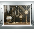 thumbnail image 3 of 1920S Roaring Great Backdrop Feather Pearl Deco Luxury Black Gold Photography Background Birthday Wedding Dance Prom Masquerade Mardi Gras Carnival Party Banner Photo Booth, 3 of 4