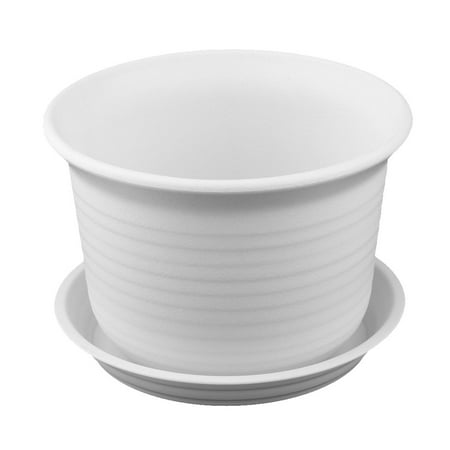 White Plastic Pot - Yard Plastic Succulent Plant Flower Pot Holder Container White 6.1 Inches Dia
