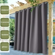 TOPCHANCES Grey Outdoor Curtains for Patio Waterproof Extra Wide, 100 X 84 Inch Blackout Outdoor Curtains, Thermal Insulated Gray Outdoor Patio Curtains for Porch/Pergola/Pool/Arbor，1 Panel