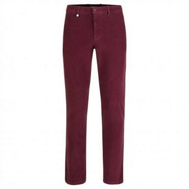 Golfino Mulligan Trousers Corduroy - Men's Designer Corduroy Golf Pants in fine cotton blend (Aubergine / Large)