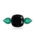 thumbnail image 5 of Rosec Jewels Lab Grown Black Diamond 3 Stone Engagement Ring - Certified Black Diamond Emerald Ring - AAA Quality, 14K White Gold, US 5.00, 5 of 9