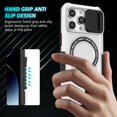 thumbnail image 3 of Phone Case for iPhone 15 Pro Max with Sliding Camera Cover, Hand Grip Anti Slip Design Kickstand Ring Holder Hybrid Magnetic Wireless Charging Phone Cover for Apple iPhone 15 Pro Max - White, 3 of 10