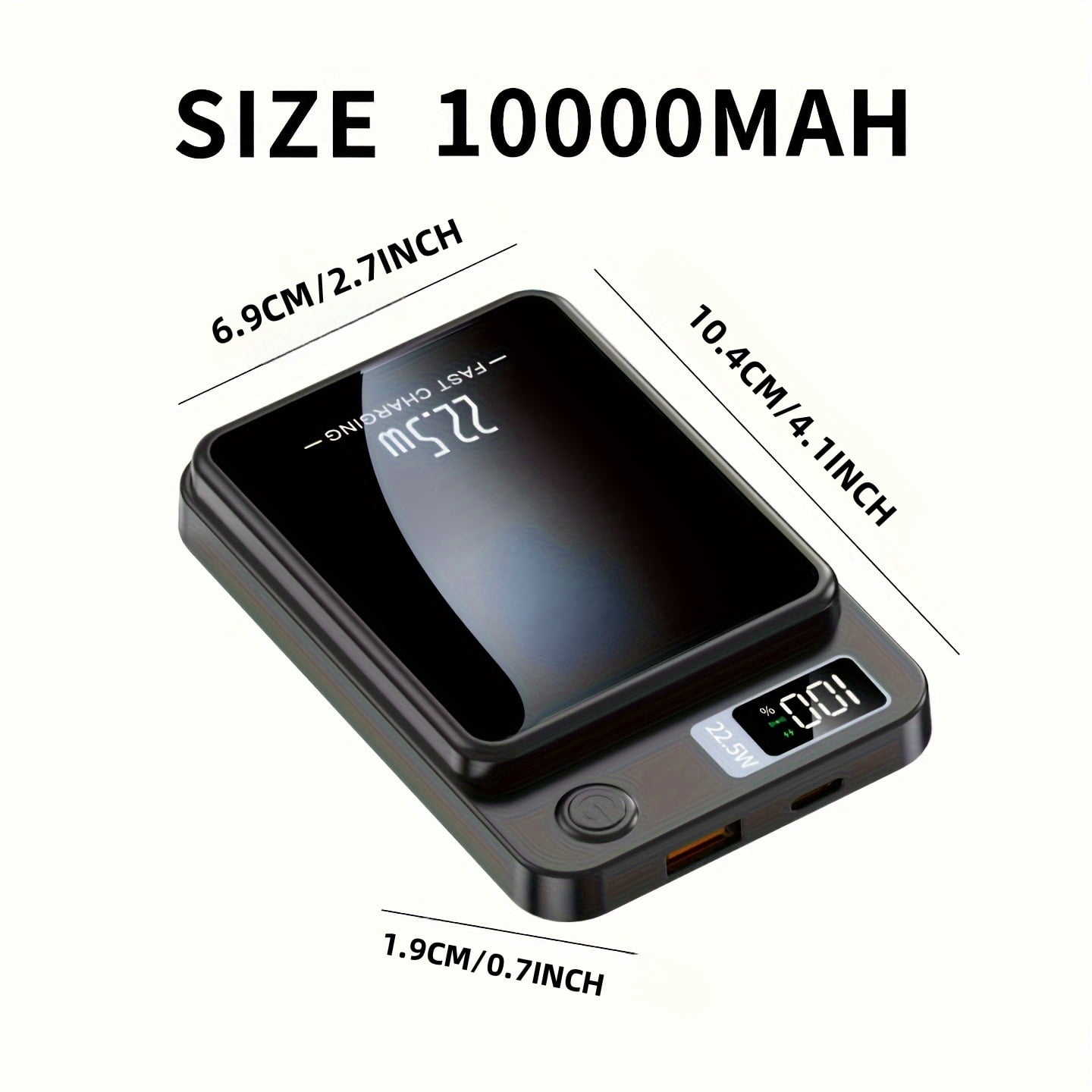 Magnetic Wireless Power Bank, 10000mAh Magnetic Portable Charger for iPhone, for MagSafe 22.5W Battery Pack Fast Charging with LED Display, Compatible with Smartphones, Tablets, etc