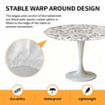 thumbnail image 6 of Ombre Gray Floral Elastic Fitted Round Table Cover Watercolor Leaves Plant Waterproof Outdoor Tablecloth for Holiday Party, Picnic, Patio & Dining Fits Tables Up to 36"-44", 6 of 8