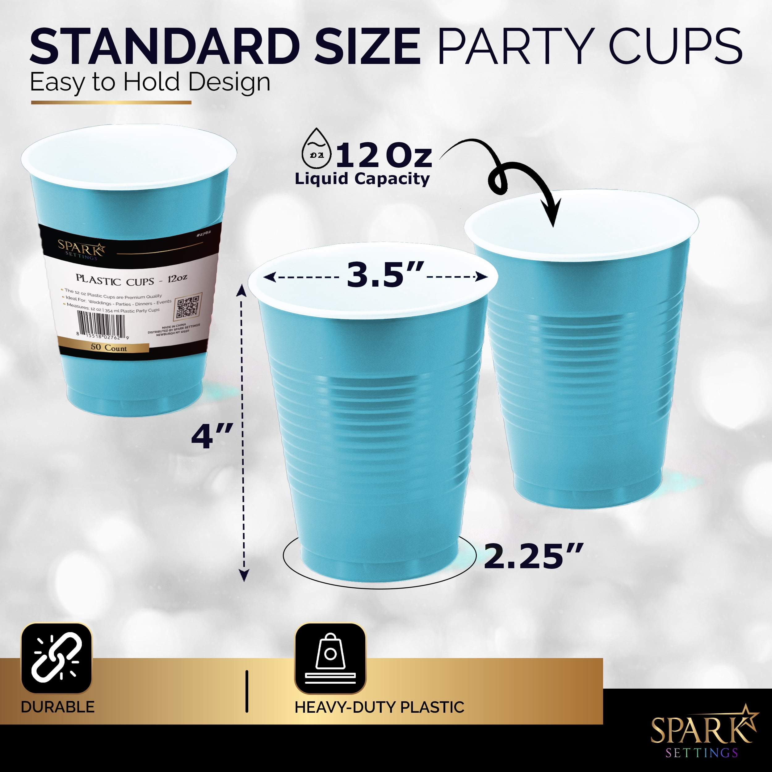 StarMar Blue Cups, [50 Pack] 16 oz Disposable Plastic Cup, Big Birthday  Party Cups