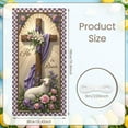thumbnail image 2 of Cross Design He is Risen Banner Purple Fabric Easter Cross Display White Lamb Pink Roses Resurrection Backdrop for Easter Party Church Service Religious Gathering, 2 of 9