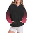 thumbnail image 2 of Bowake Vêtements d'Automne pour Femmes à Manches Longues Dégradé Chandails en Molleton Décontractés Légers Raglan avec Poche, 2 of 5