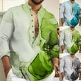 thumbnail image 3 of Men Casual Loose Long Sleeve Button Down Henley V Neck Tops Blouse Dress Shirt, 3 of 8