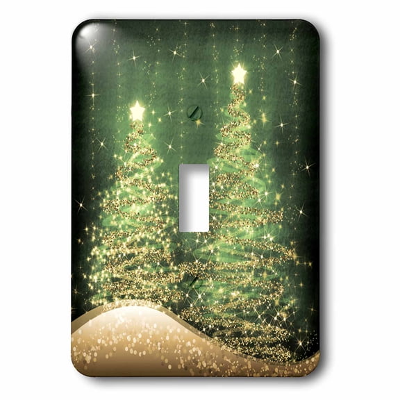 3dRose, Elegant Christmas Sparkling Trees Green, single toggle switch