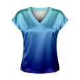 thumbnail image 4 of CONZONE Womens Summer T-Shirts Short Sleeve Satin T Shirts for Women Casual V Neck Gradient Color Lightweight Tees Soft Cozy Dailywear, 4 of 4
