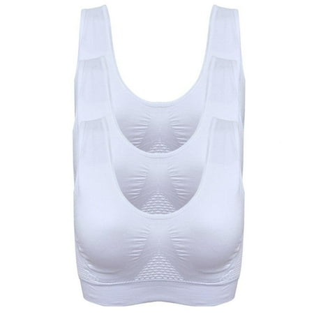 

Baywell Women s Seamless Bra Ultra Comfort Soft Support Sleep Daily Leisure Invisible Wireless Bralette 3 Packs White M