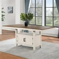 thumbnail image 5 of Bowery Hill Contemporary Off White and Honey Brown Wood Counter Table, 5 of 10